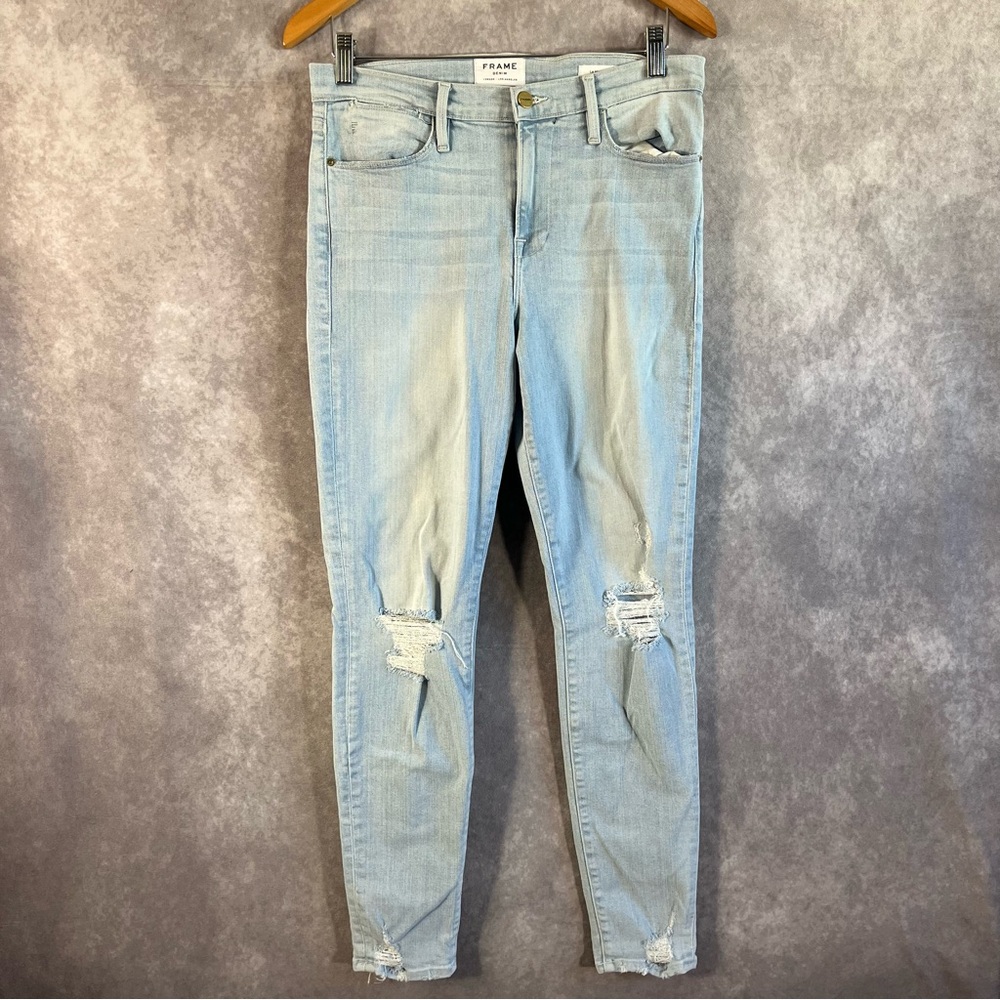 Frame Le High Skinny Jeans Women 29 Blue Light Wash Denim Stretch Pants 139021